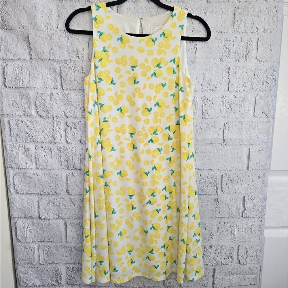Pappagallo White Boho Spring‎ Lemon Print Butter Yellow Midi Dress Small - Picture 2 of 12